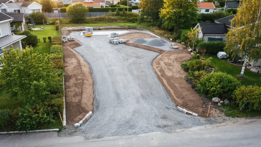 ny uppfart och markarbeten p villatomt i norrby vendels